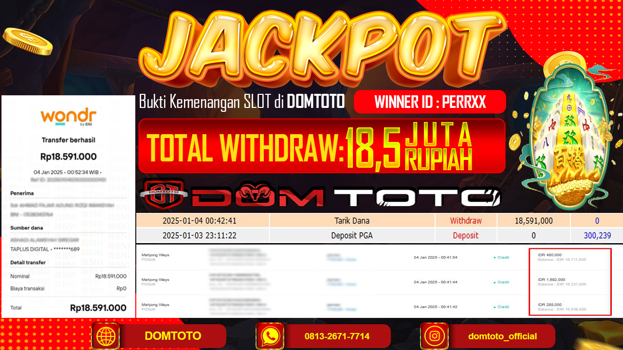 JACKPOT SLOT MAHJONG WAYS 04 JANUARI 2024